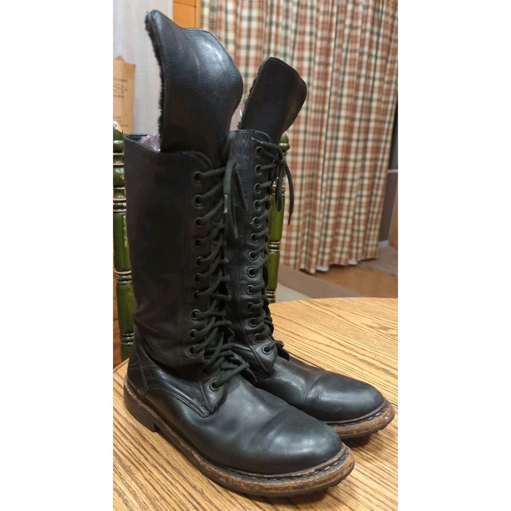 Vintage Authentic Made In Italy Sherpa Lined Burberry Combat Boots 39.5 US 9.5 - Picture 3 of 14
